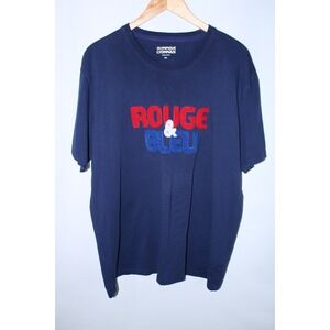 Olympique Lyonnais Men's 2XL Navy Blue Crew Neck T-Shirt